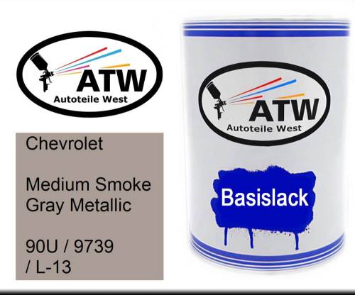Chevrolet, Medium Smoke Gray Metallic, 90U / 9739 / L-13: 500ml Lackdose, von ATW Autoteile West.